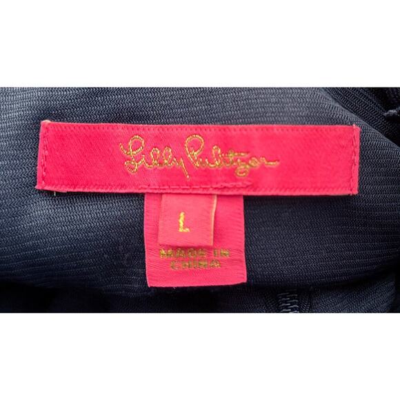 Lilly Pulitzer Womens Callista High Collar Shift Dress Navy Blue White Lace Trim - Picture 9 of 10